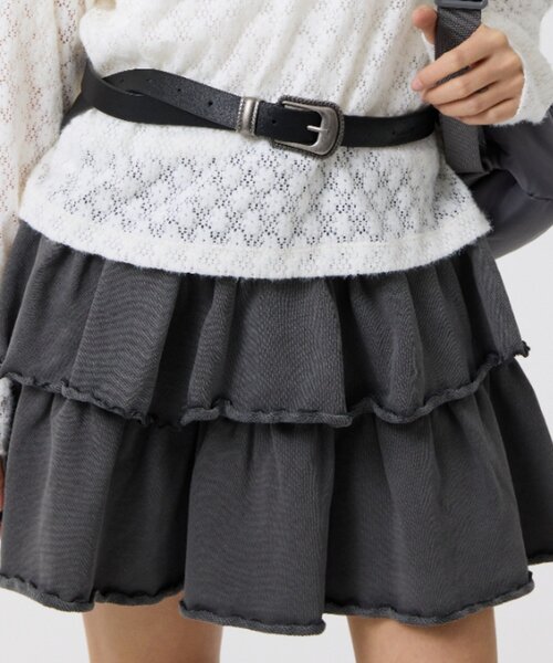 「ODD STUDIO」 ミニスカート ONE SIZE チャコールグレー レディース_画像2