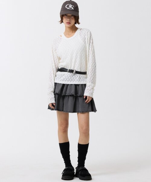 「ODD STUDIO」 ミニスカート ONE SIZE チャコールグレー レディース_画像5