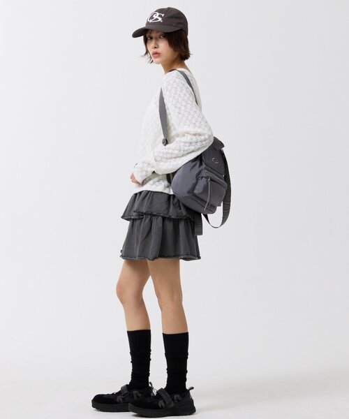 「ODD STUDIO」 ミニスカート ONE SIZE チャコールグレー レディース_画像6