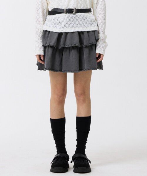 「ODD STUDIO」 ミニスカート ONE SIZE チャコールグレー レディース_画像8