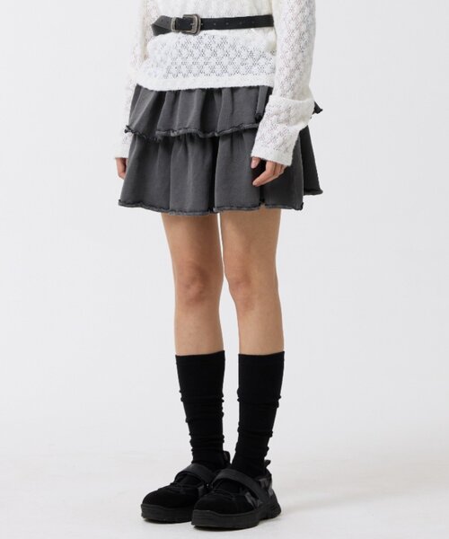 「ODD STUDIO」 ミニスカート ONE SIZE チャコールグレー レディース_画像9