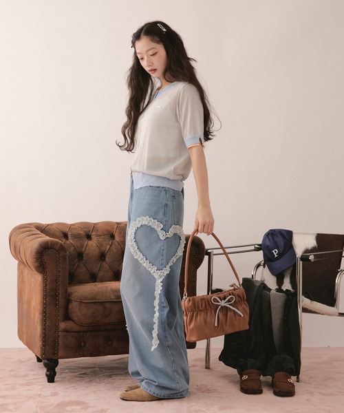 loin nuit カーディガン 夏 半袖 wavy button knit cardigan