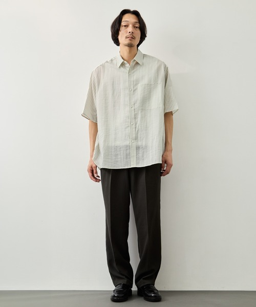 CITY TOKYO シャツ 「CITY TOKYO」シアーストライプオーバーシャツ