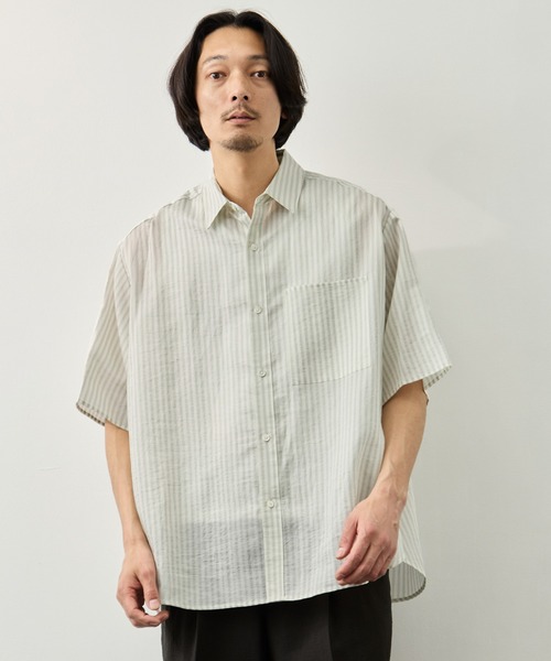 CITY TOKYO シャツ 半袖 「CITY TOKYO」シアーストライプオーバー