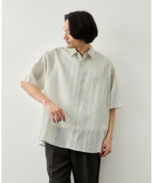 CITY TOKYO シャツ 「CITY TOKYO」シアーストライプオーバーシャツ