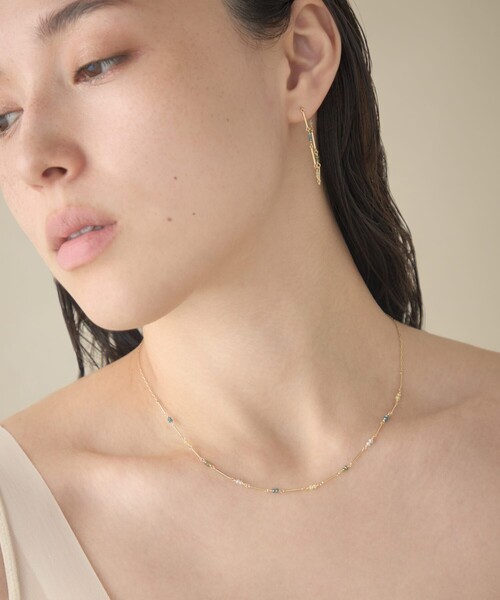ネックレス 「スキニー」 K18YG ダイヤモンド ステーション ネックレス レディースの画像