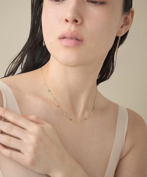ネックレス 「スキニー」 K18YG ダイヤモンド ステーション ネックレス レディースの画像