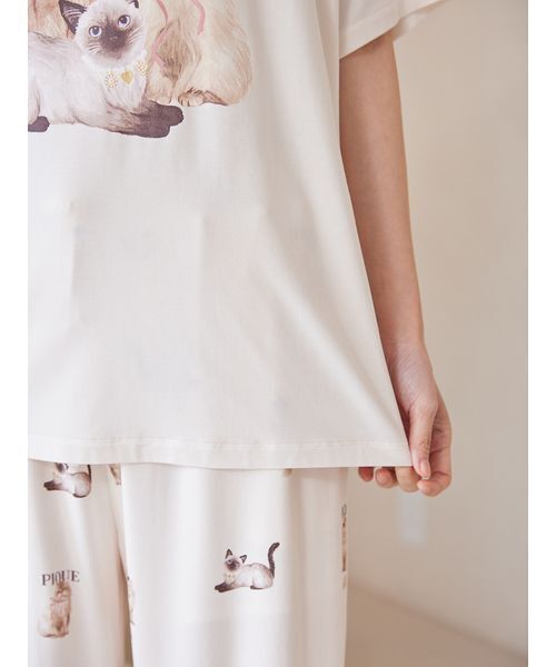 パジャマ ルームウェア ファッションCATS＆DOGSワンポイントTシャツ レディースの画像