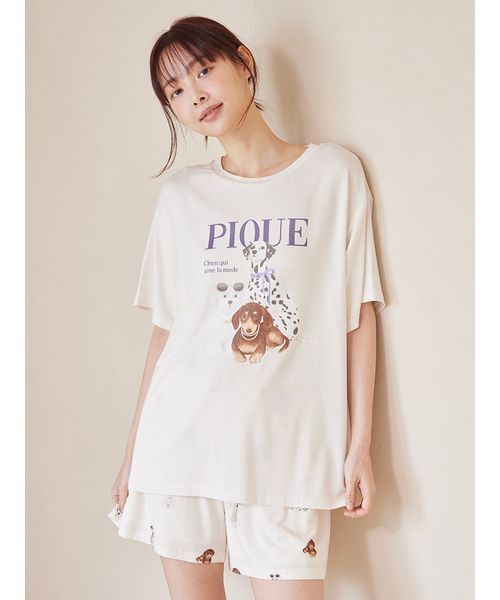 パジャマ ルームウェア ファッションCATS＆DOGSワンポイントTシャツ レディースの画像