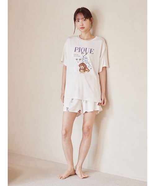 パジャマ ルームウェア ファッションCATS＆DOGSワンポイントTシャツ レディースの画像