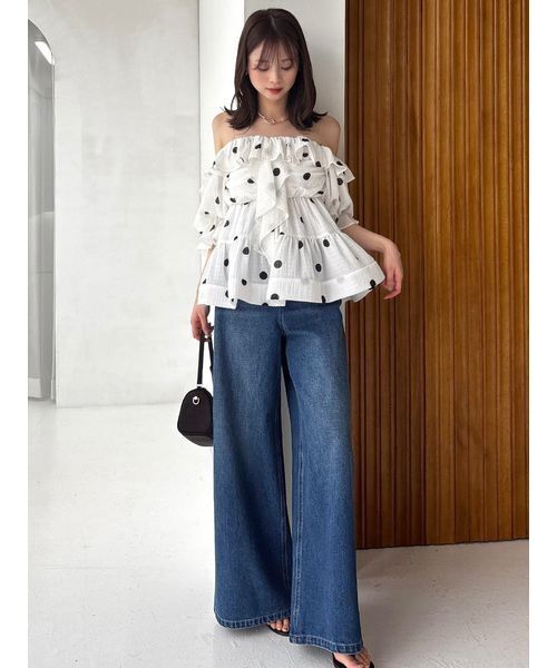 ワイドパンツ ジーンズ デニム デニムパンツ 「Kuroki denim」ハイライズワイドデニム レディースの画像