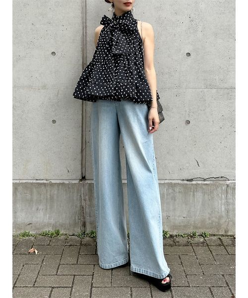 ワイドパンツ ジーンズ デニム デニムパンツ 「Kuroki denim」ハイライズワイドデニム レディースの画像