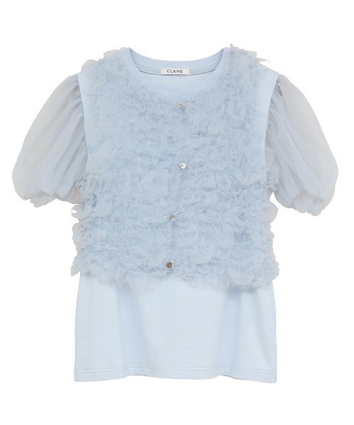 CLANE（クラネ） tシャツ 「CLANE/クラネ」TULLE VEST LAYERED TOPS