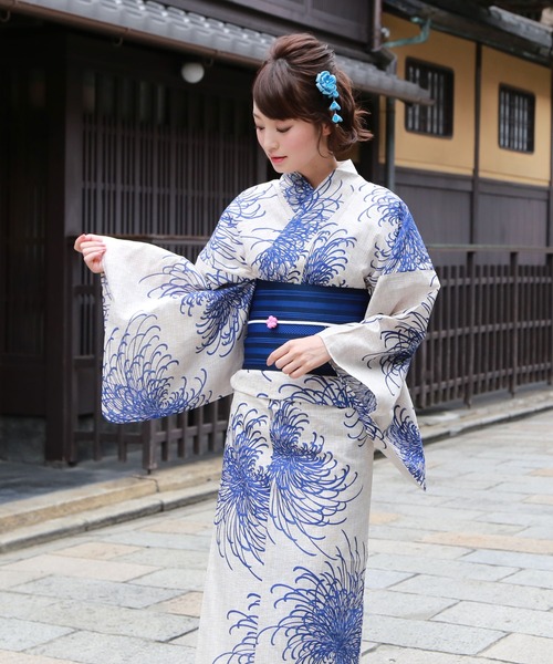 和なでしこ 浴衣 綿麻浴衣3点セット 「浴衣・帯・下駄」 レディース