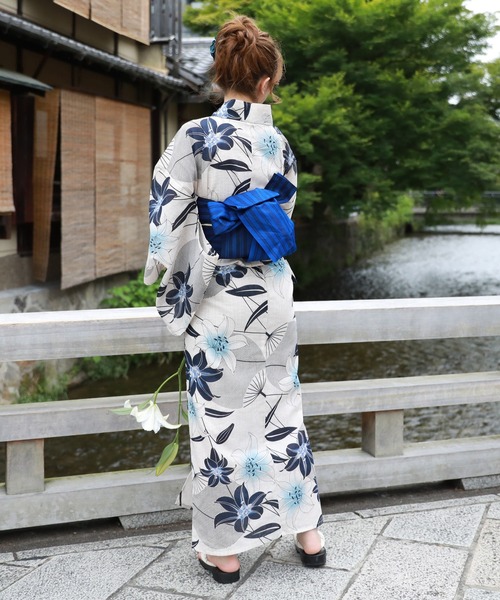 綿麻浴衣3点セット 和なでしこ 浴衣 綿麻浴衣3点セット 「浴衣・帯・下駄」 レディース