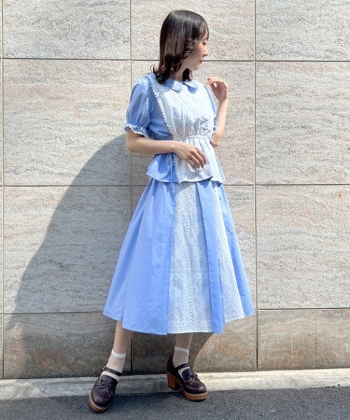 「axes femme POETIQUE」 フレアスカート MEDIUM サックスブルー レディース_画像3