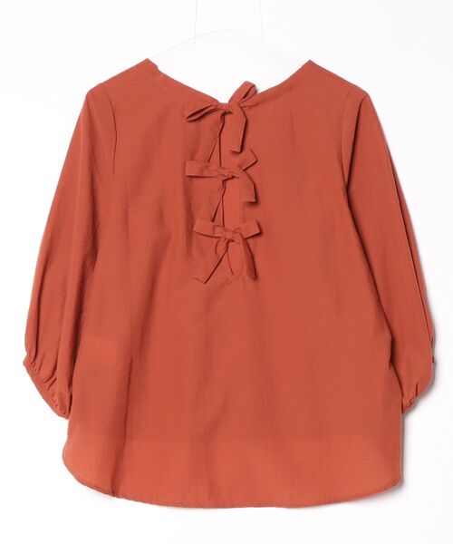 「w closet」 フリル7分袖ブラウス - ブラウン レディース_画像2