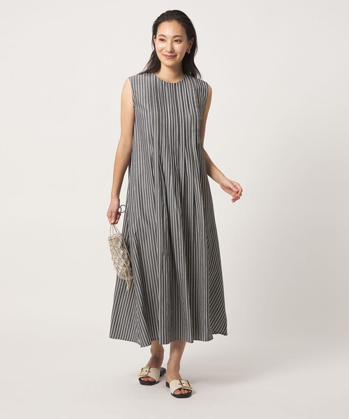 夏 ワンピース ストライプ ワンピース 夏 ストライプ フロントプリーツ