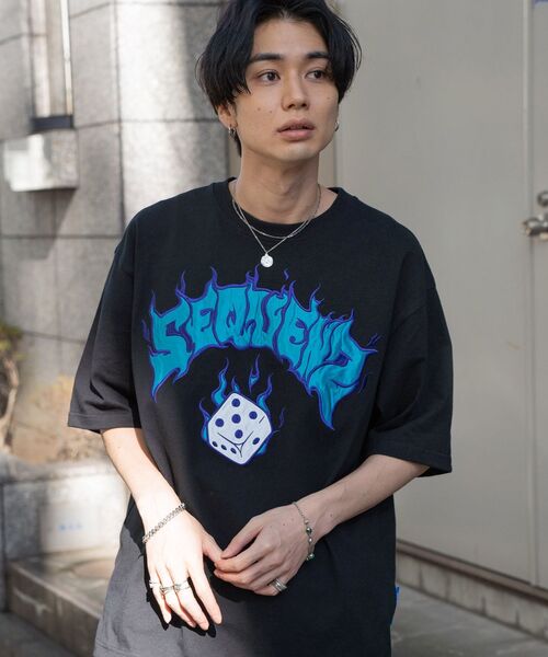 「SEQUENZ」 半袖Tシャツ LARGE ブラック メンズ_画像5