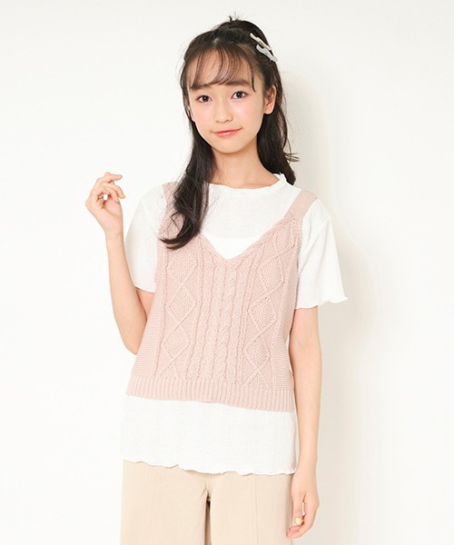 おすすめ アンサンブル ニットビスチェ半袖tシャツセット 出荷