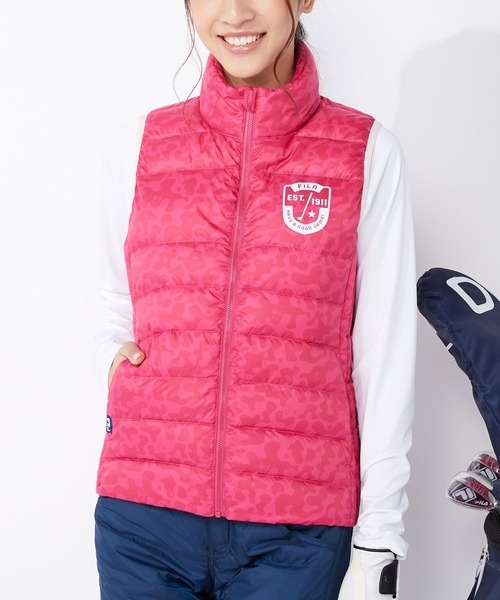 ダウンベスト ダウン 【FILA GOLF/フィラゴルフ】ワンポイントロゴ 迷彩柄 ライトダウンベスト/パッカブル/撥水加工/保温|ZOZOTOWN PayPayモール店|24