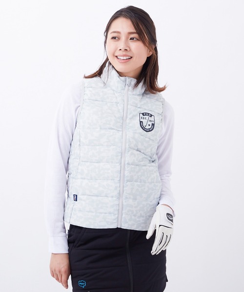 ダウンベスト ダウン 【FILA GOLF/フィラゴルフ】ワンポイントロゴ 迷彩柄 ライトダウンベスト/パッカブル/撥水加工/保温|ZOZOTOWN PayPayモール店|01