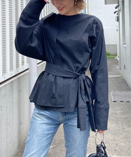 ブラウス シャツ 2wayウエストマークブラウス レディース