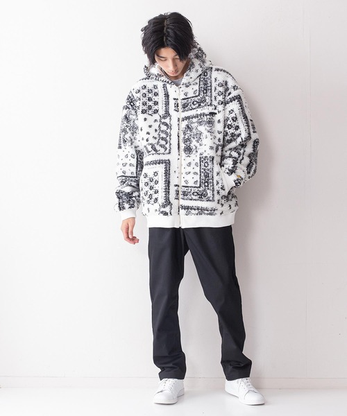 【んでビッグ】 パーカー 刺繍ジャガードボアフードジャケット ZOZOTOWN PayPayモール店 - 通販 - PayPayモール デニムがオ