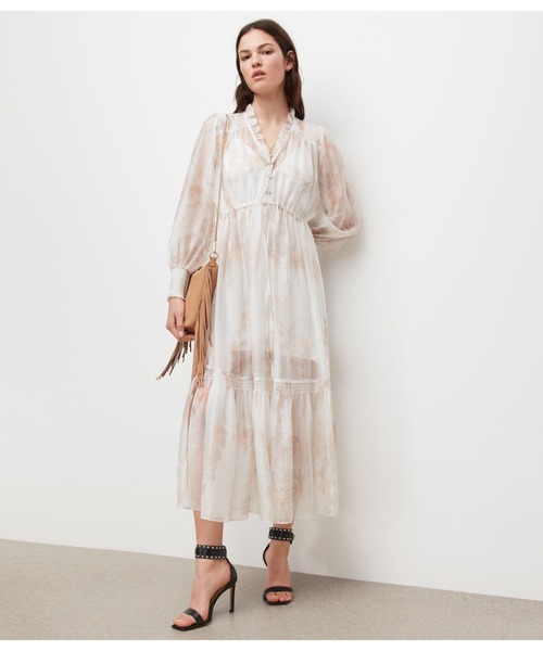 赤 花柄 長袖 ワンピース　オールセインツ allsaints ALLSAINTS ワンピース LUNA KANESHON DRESS | カーネーション