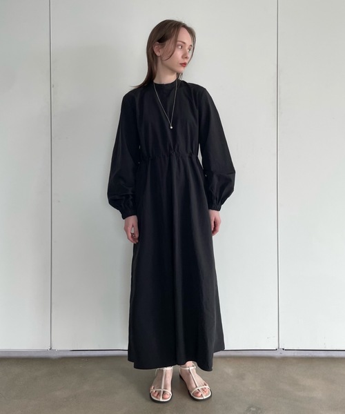 最終値下げ⭐︎ Randy バックオープンハウンドチェックワンピース ブラック M Didot.showroom ワンピース バックオープンナイロンワンピース