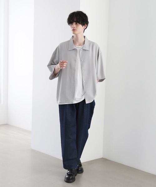 ASTRONOMY シャツ テックリネン半袖コーチシャツ ジャケット