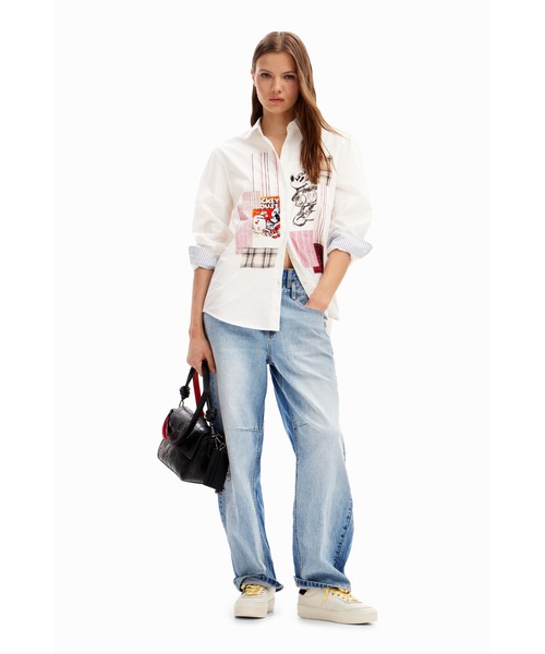 Desigual ブラウス シャツ ミッキーマウス パッチワーク