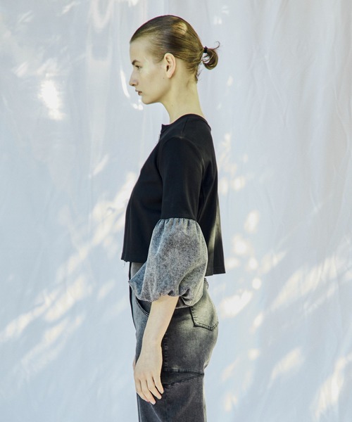 【大幅値下げ】AULA AILAオーバーサイズ Tシャツ MESH COMBINATION ASYMMETRY T-SHIRT — aulaaila