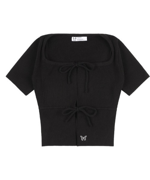 カーディガン A'GEM/9 × .kom 「 FANCY CLUB/ファンシークラブ」 TWO-RIBBON CROP CARDIGAN/リボンクロ FANCY CLUB カーディガン A'GEM/9 × .kom 「 CLUB/ファンシー