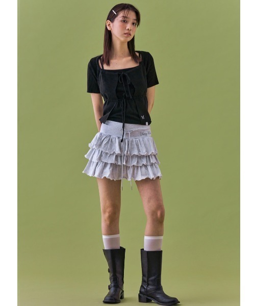 カーディガン A'GEM/9 × .kom 「 FANCY CLUB/ファンシークラブ」 TWO-RIBBON CROP CARDIGAN/リボンクロ FANCY CLUB カーディガン A'GEM/9 × .kom 「 CLUB/ファンシー