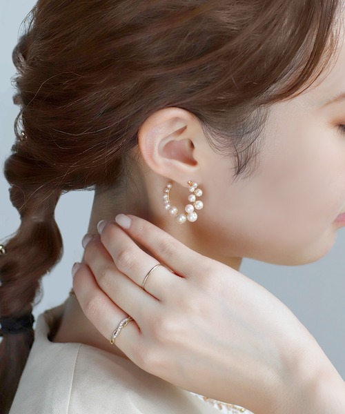 ANEMONE ピアス パールラインフープピアス レディース