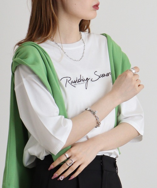 tシャツ Eglantine 5分袖ロゴ刺繍Ｔシャツ レディース