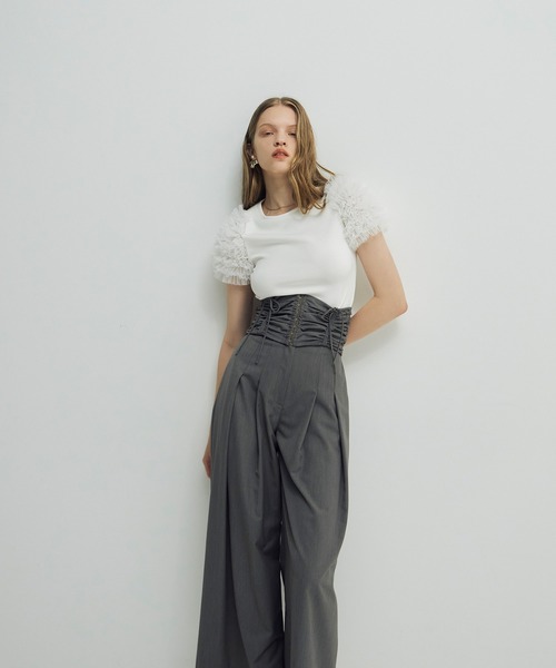 チュールショルダーカットトップス(F WHITE): TOPS