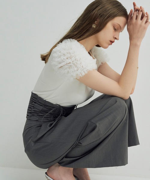 eimy istoire tシャツ チュールショルダーカットトップス
