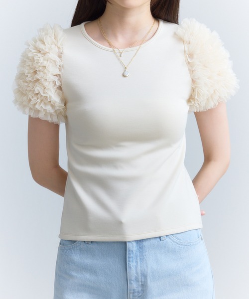 eimy istoire tシャツ チュールショルダーカットトップス