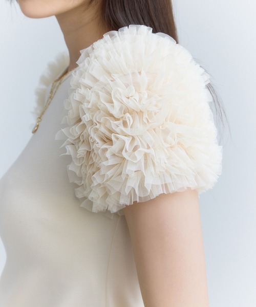 チュールショルダーカットトップス(F WHITE): TOPS