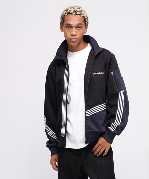 アヴィレックス　AVIREX ジャージ　トラックジャケット　黒　XL 刺繍ロゴ AVIREX ジャージ 「CROSSOVER」TRACK JACKET / トラック