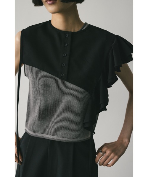 STYLEMIXER 2WAYアシンメトリーフリルベスト STYLEMIXER 2WAYアシンメトリーフリルベスト GRY -ファッション