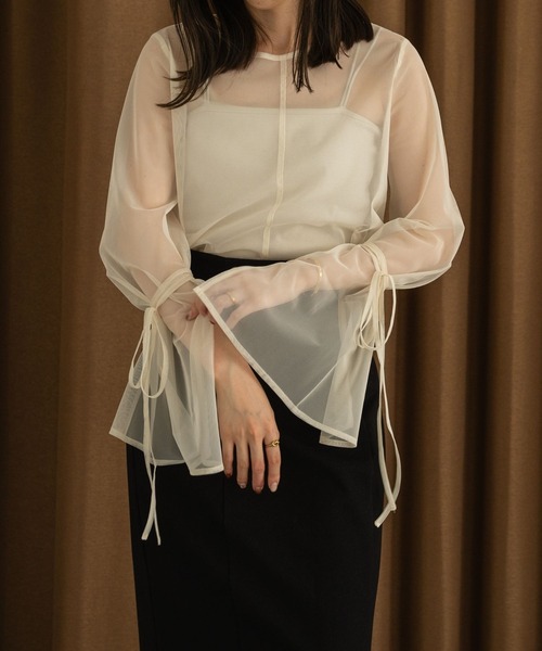 raffime（ラフィミー） ブラウス シャツ 袖リボンシアートップス