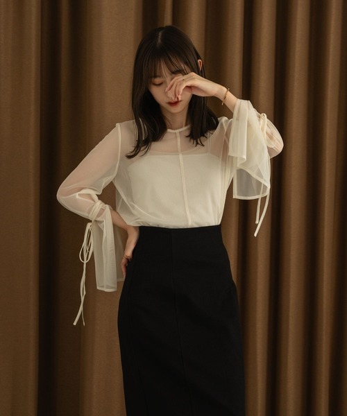 raffime（ラフィミー） ブラウス シャツ 袖リボンシアートップス