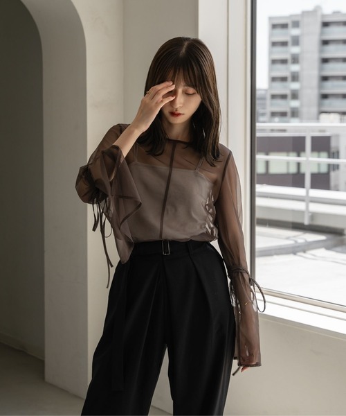 raffime（ラフィミー） ブラウス シャツ 袖リボンシアートップス