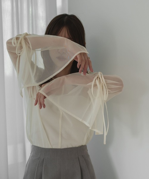 raffime（ラフィミー） ブラウス シャツ 袖リボンシアートップス