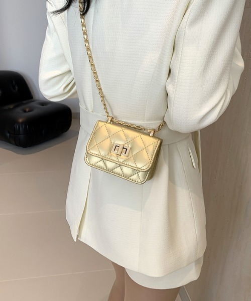 Accent Bag／キルティングシルバー×イエロー Per sist ence（パーシエンス） ショルダーバッグ バッグ ミニ