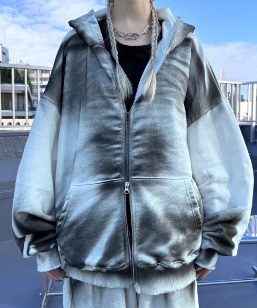 nmtc+ washing zip up hoodie White パーカー Never mind the XU / Chikashitsu+｜【nmtc+】washing zip up hoodie