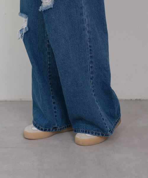 Kastane 「Kastane」 ダメージ加工デニムパンツ 0 ブルー